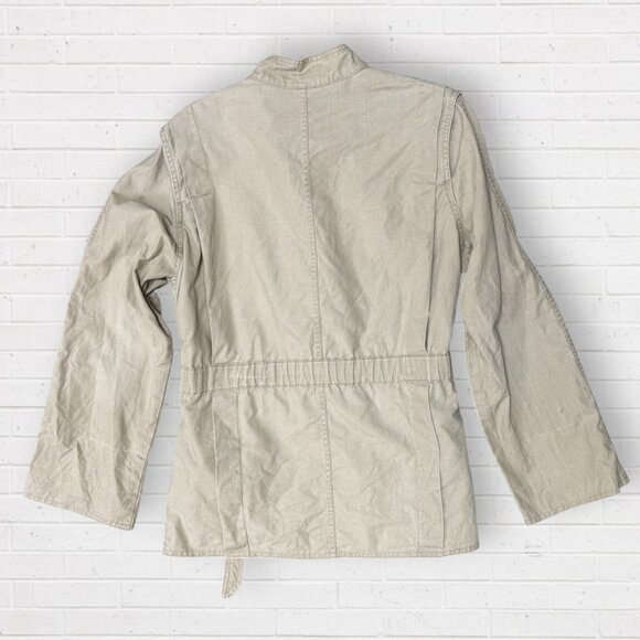 IZOD for Her LACOSTE Vintage 80s Tan Croc Preppy Lightweight Canvas Jacket M - Picture 8 of 10